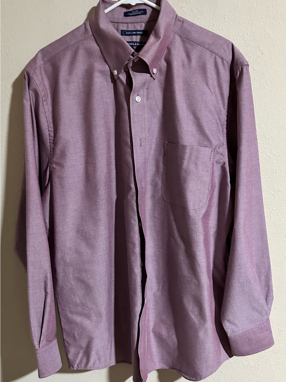 Saddlebred Men's Cotton Blend Easy Care Button-Down Shirt in Mauve